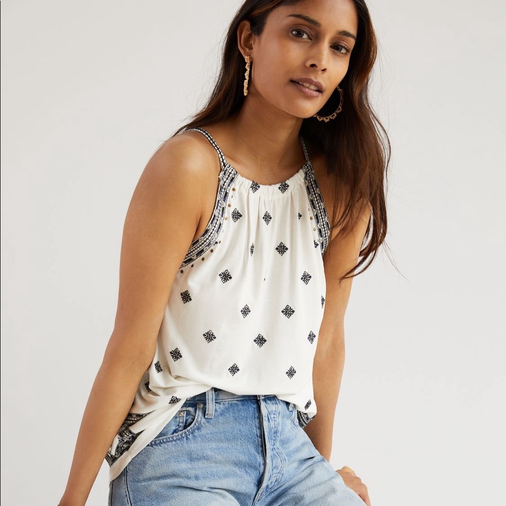 Anthropologie Embroidered Halter Tank-small